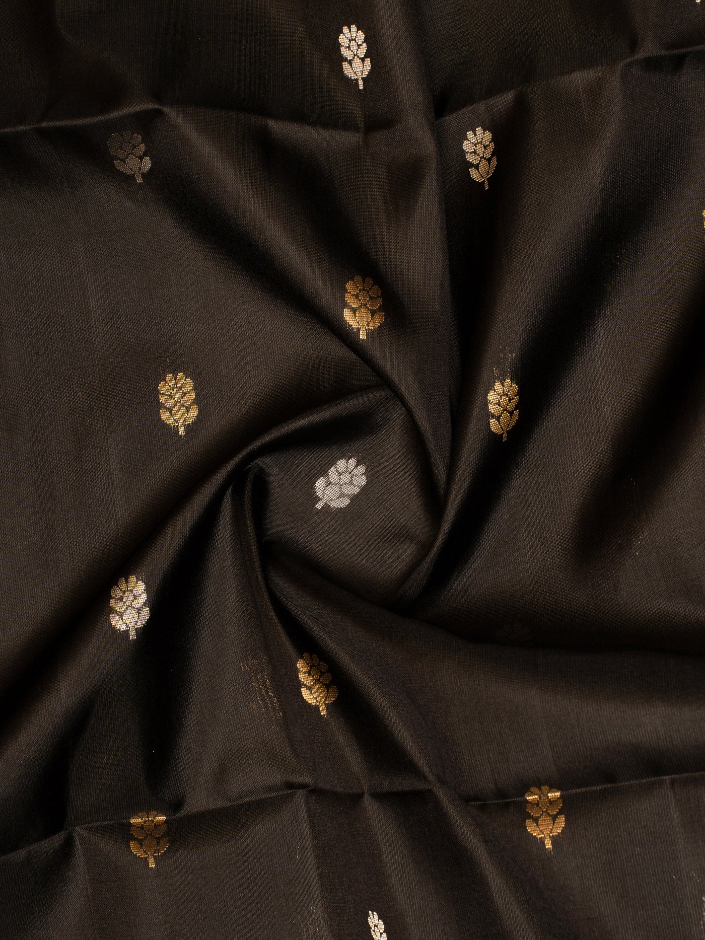 Black and Gold Traditional Motifs Soft Silk Saree