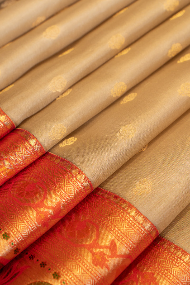 Maybe purple and rust pure Kanchipuram silk saree