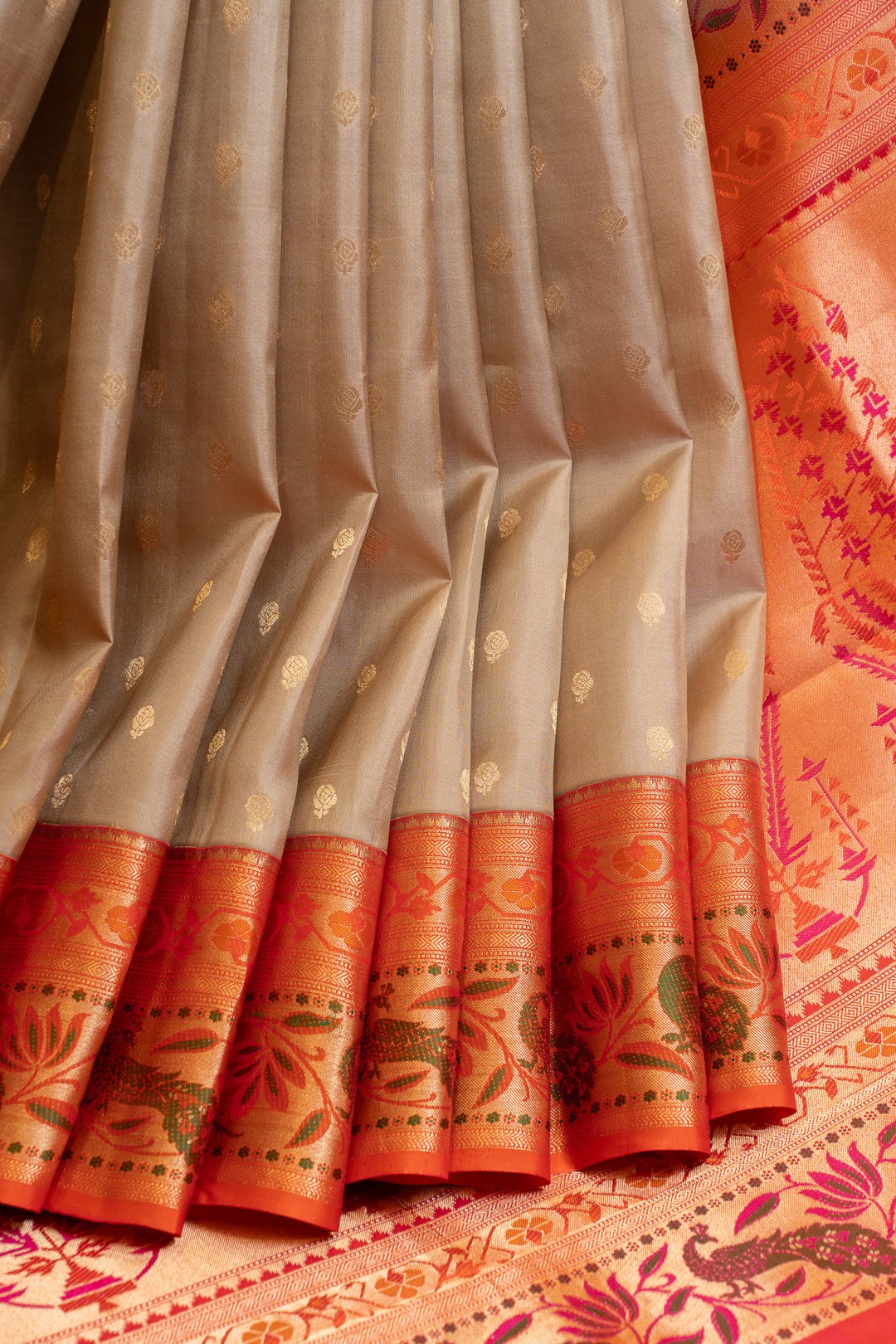 Maybe purple and rust pure Kanchipuram silk saree