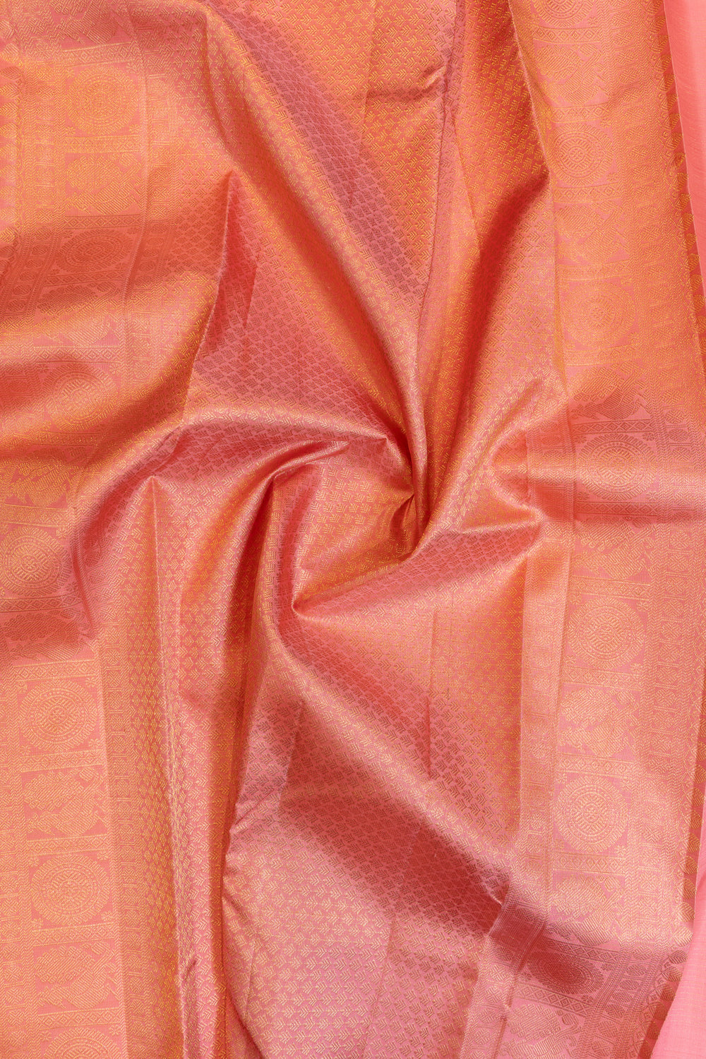 Lotus pink borderless pure Kanchipuram silk saree