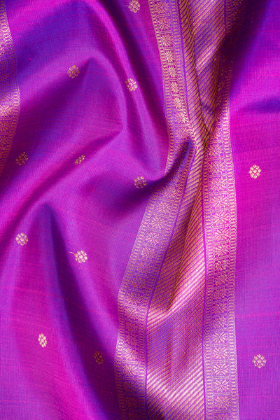 Peach Purple Pure Zari Kanchipuram Silk Saree - Clio Silks