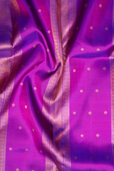 Peach Purple Pure Zari Kanchipuram Silk Saree - Clio Silks