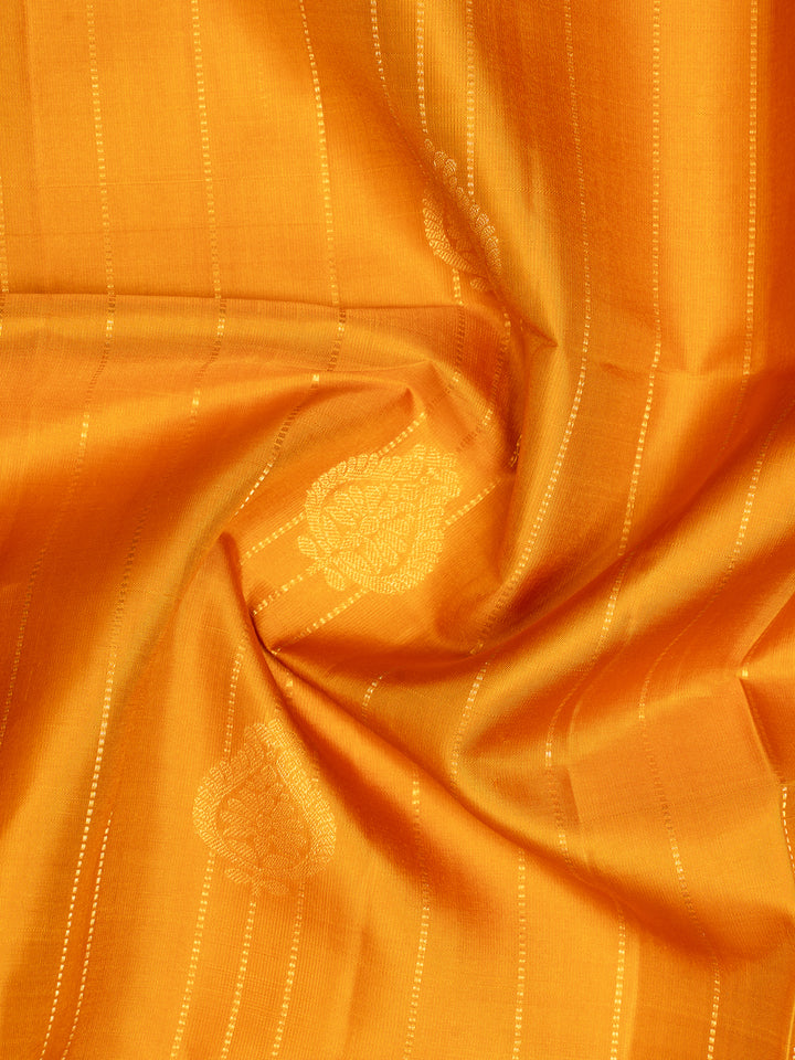 Mustard and Peacock Blue Stripes Soft Silk Saree | Clio Silks