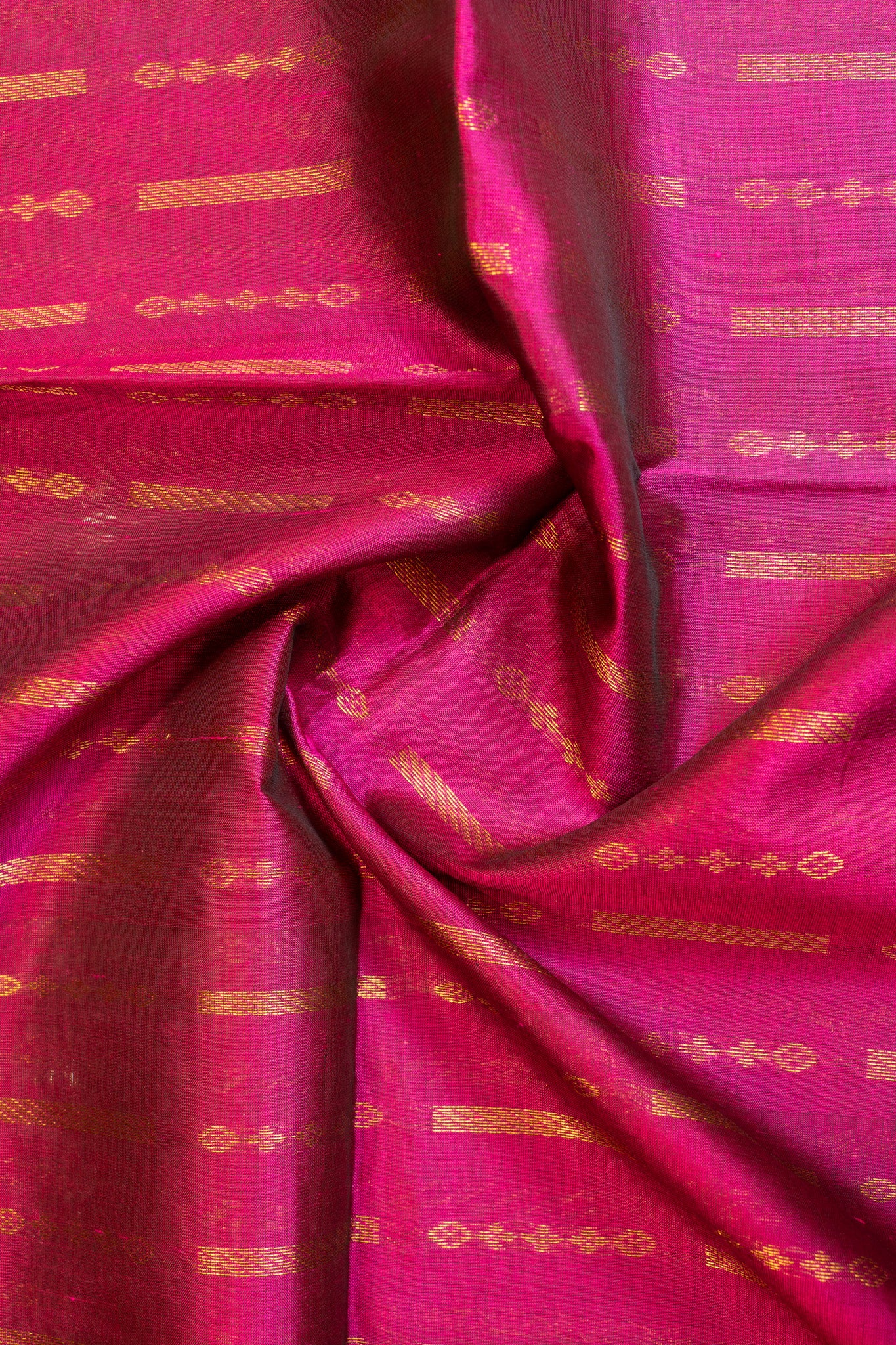 Magenta ornamental stripes pure silk cotton saree