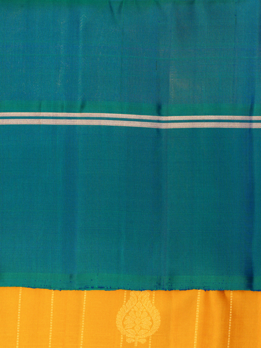 Mustard and Peacock Blue Stripes Soft Silk Saree | Clio Silks