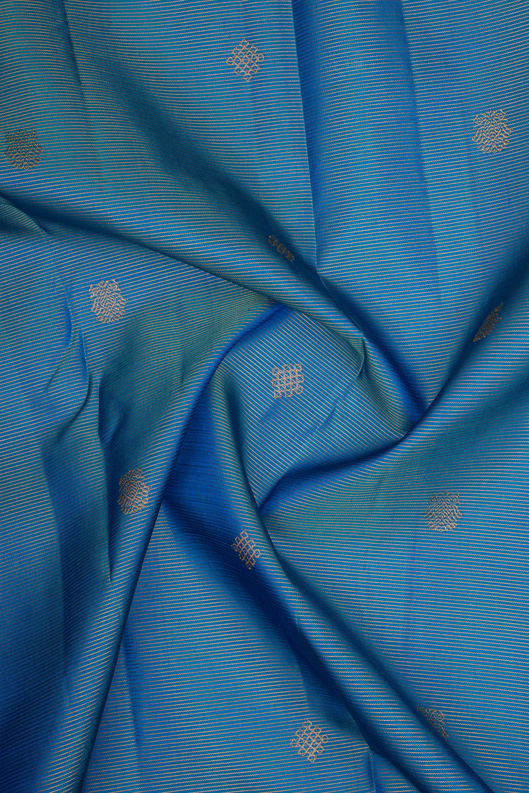 Peacock Blue Vairaoosi Pure Kanchipuram Silk Saree