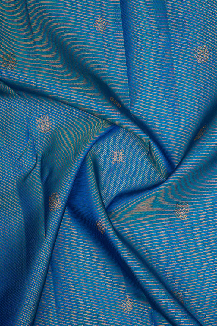 Peacock Blue Vairaoosi Pure Kanchipuram Silk Saree