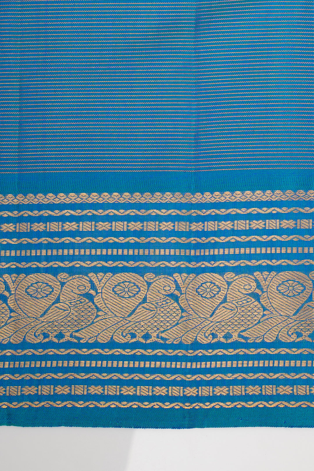 Peacock Blue Vairaoosi Pure Kanchipuram Silk Saree