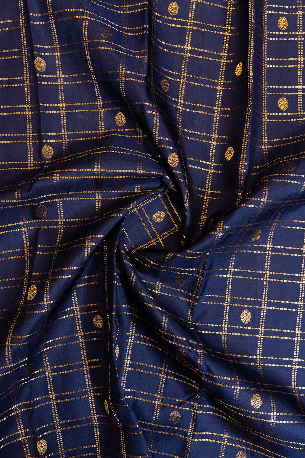 Ms blue Muthu zari checks pure Kanchipuram silk saree