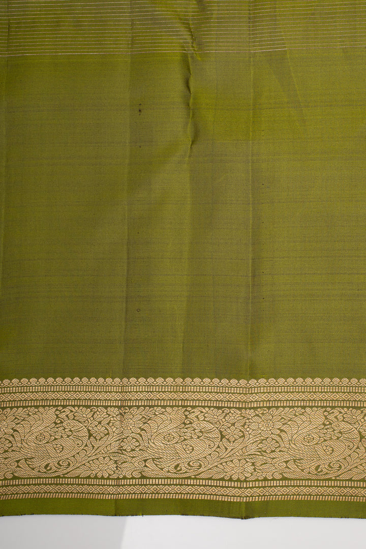 Mustard and Mehandi Green Mupagam Pure Kanchipuram Silk Saree