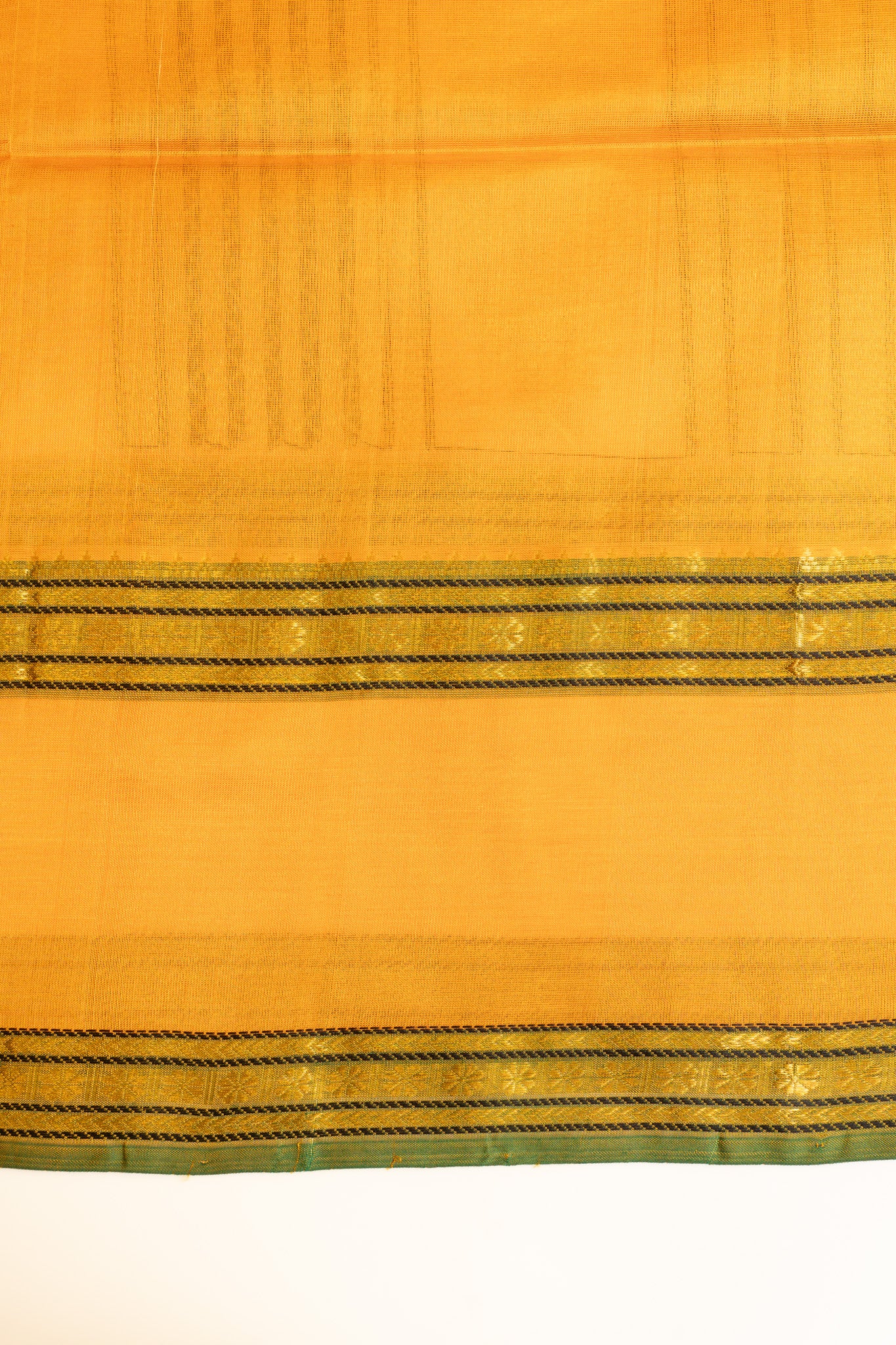 Black and mustard thread checks pure silk cotton saree