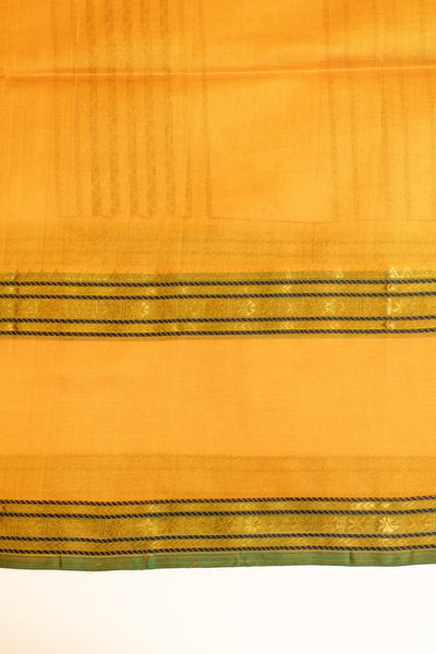 Black and mustard thread checks pure silk cotton saree