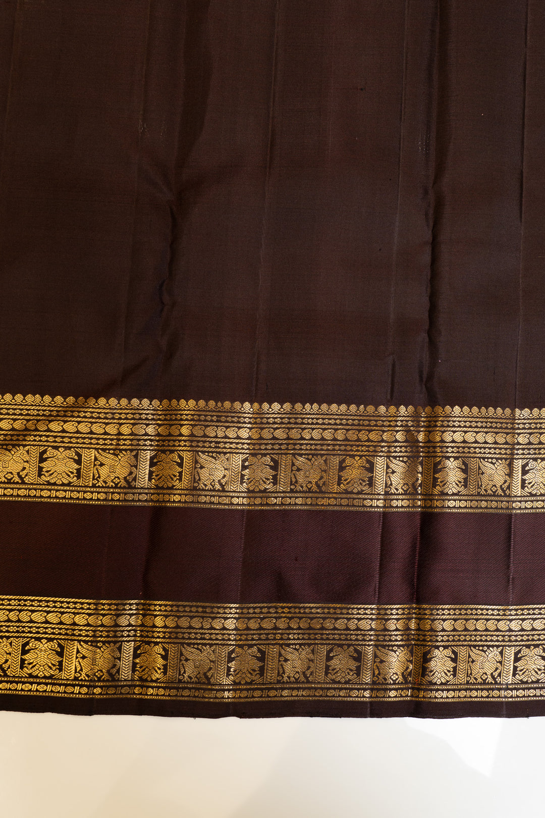 Purple and brown rettai pettu pure Kanchipuram silk saree