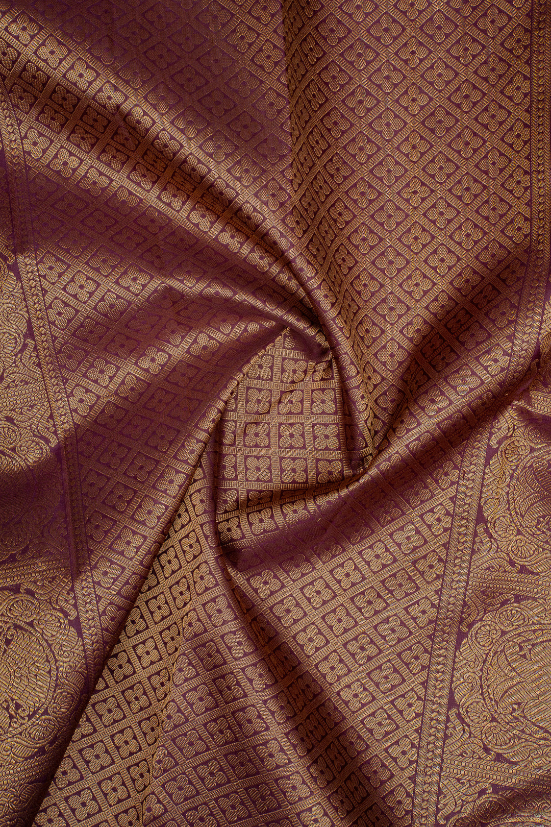 Jamun Zari Checks Pure Kanchipuram Silk Saree