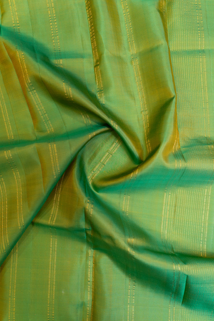 Peach double border traditional pure Kanchipuram silk saree