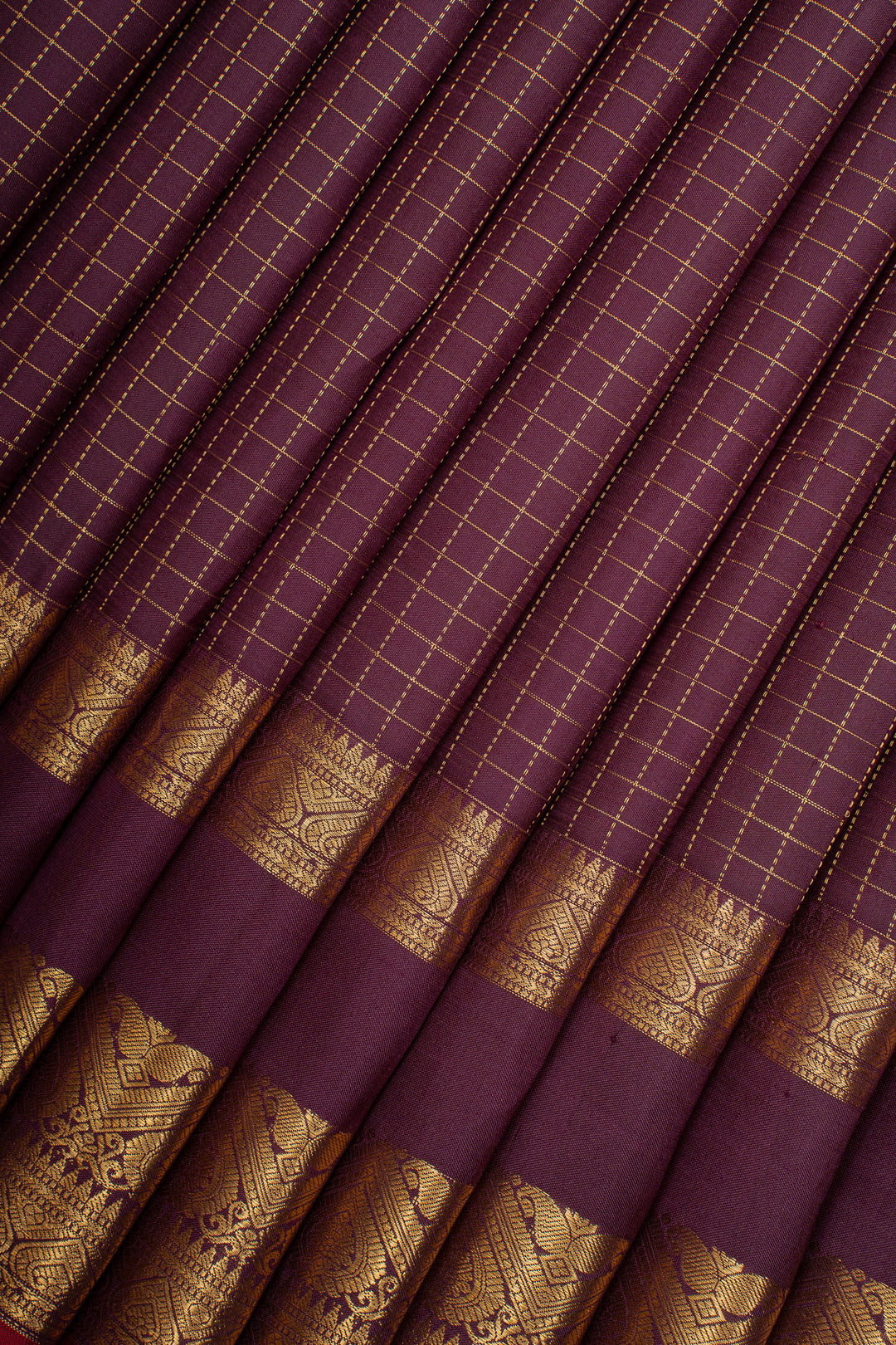 Jamun Zari Checks Pure Kanchipuram Silk Saree
