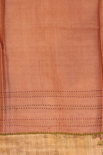 Pastel pink floral pure munga Tussar saree