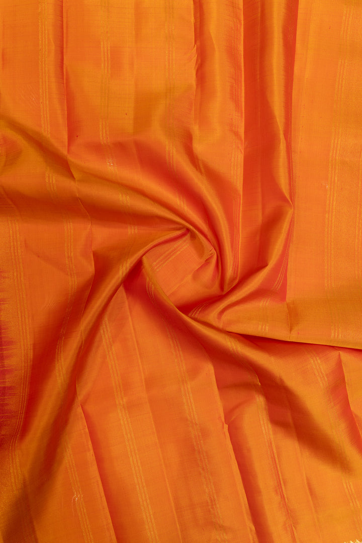 Magenta and peach checks traditional pure Kanchipuram silk saree