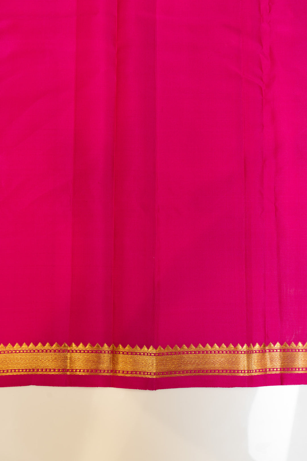 Magenta orange checks small Border pure Kanchipuram silk saree