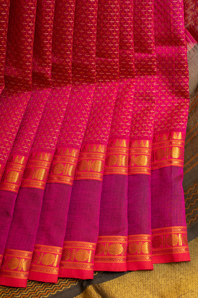 Magenta plus butta pure silk cotton saree