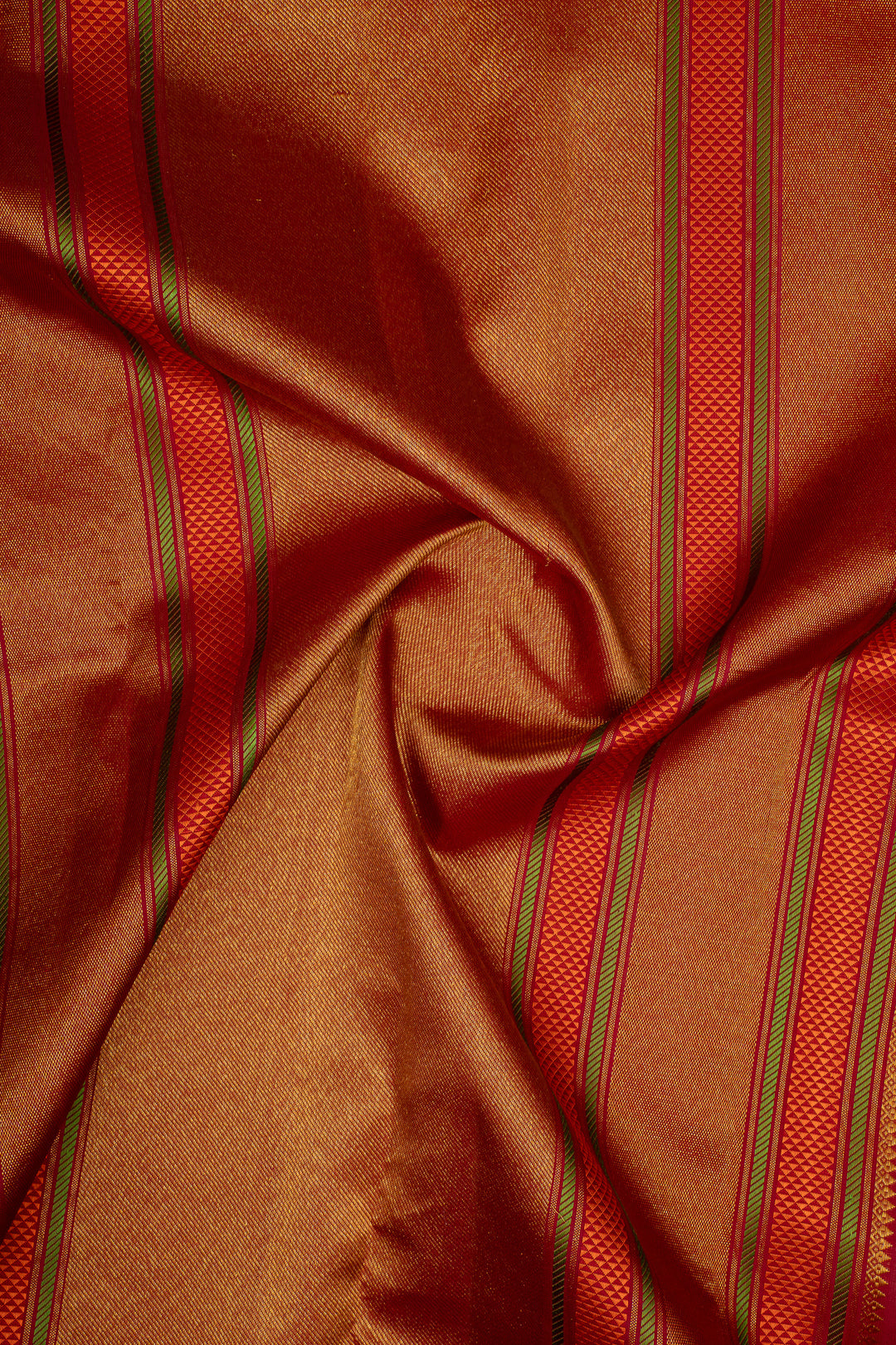 Khaki and Red Pure Kanchipuram Silk Saree