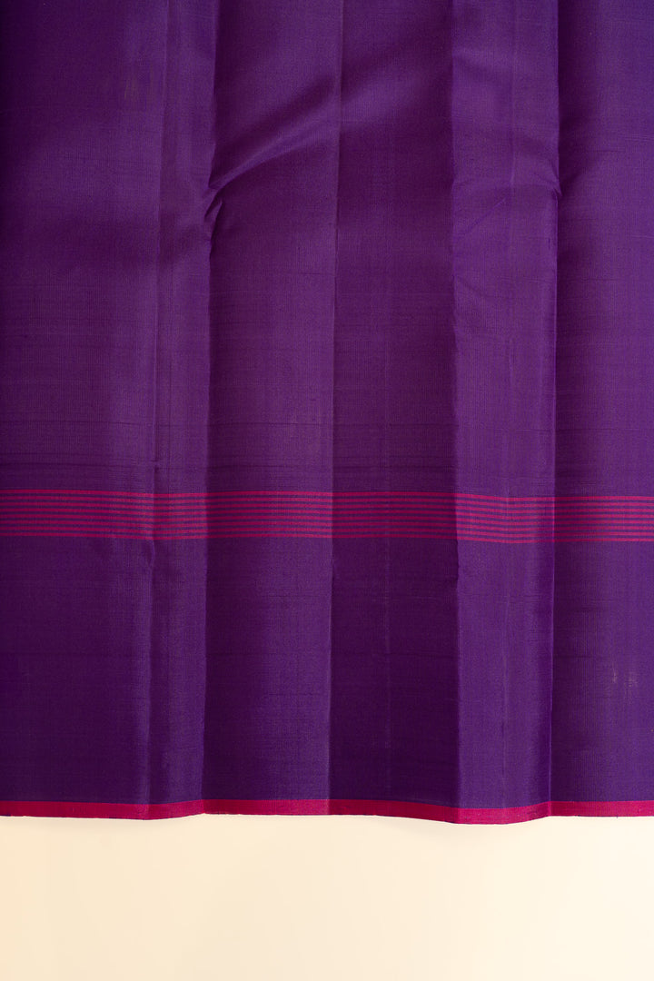 Anandha blue and purple without zari checks pure Kanchipuram silk saree