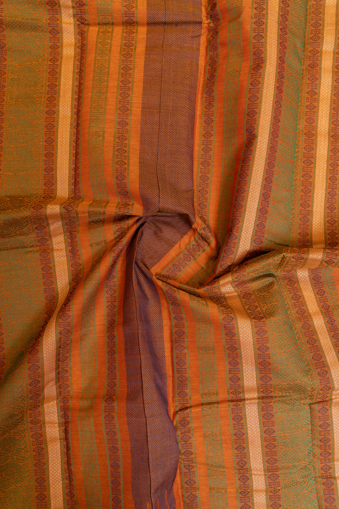 Rust orange pure handloom cotton saree