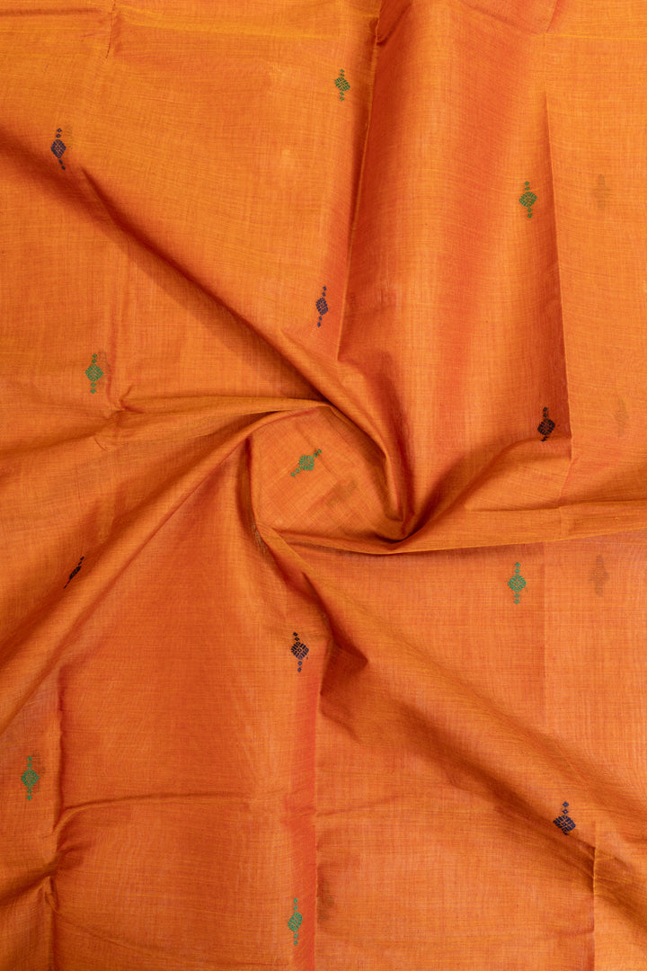 Rust orange pure handloom cotton saree