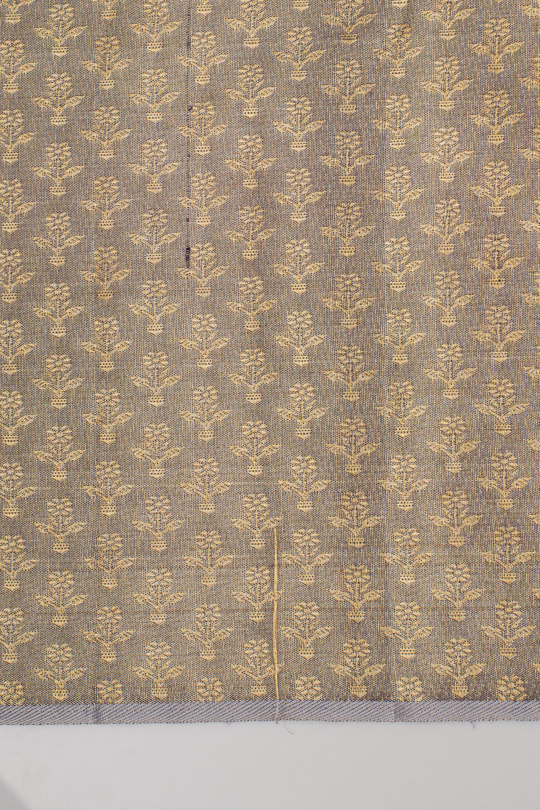 Gold and Grey Temple Brocade Pure Kanchipuram Silk Saree