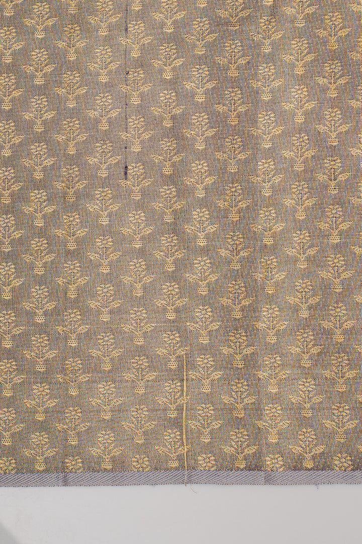 Gold and Grey Temple Brocade Pure Kanchipuram Silk Saree