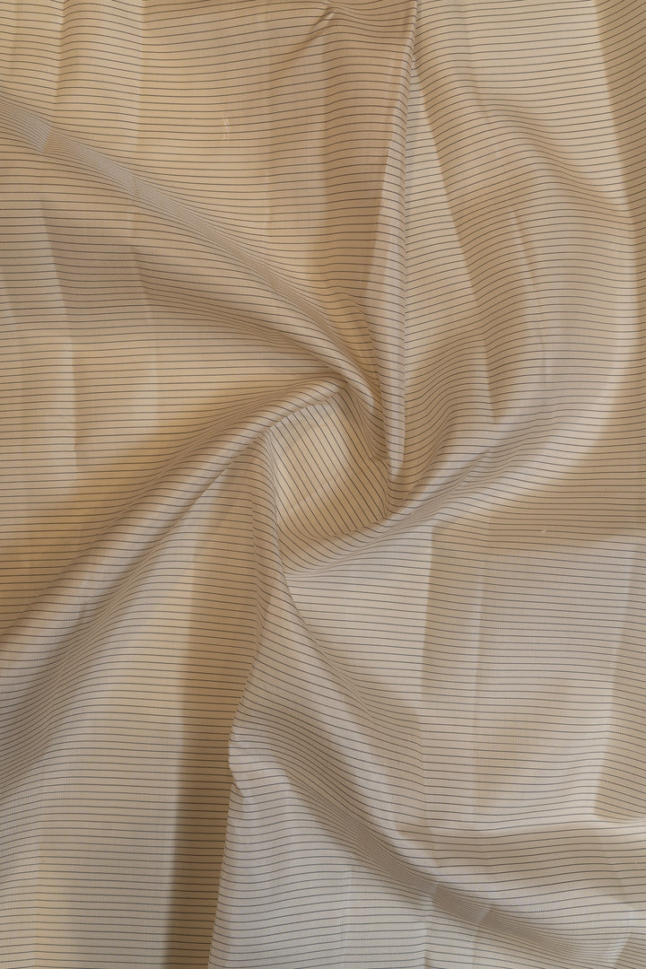 White and black stripes without zari pure Kanchipuram silk saree