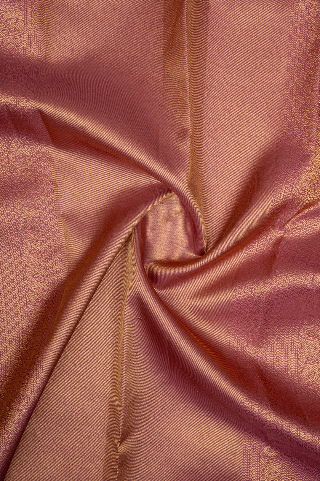 Gold and pink brocade pure kanchipuram silk saree
