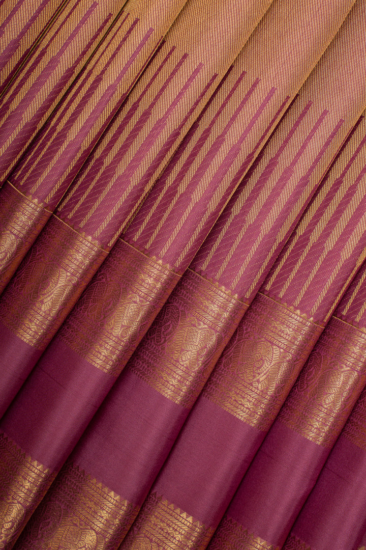 Gold and pink brocade pure kanchipuram silk saree