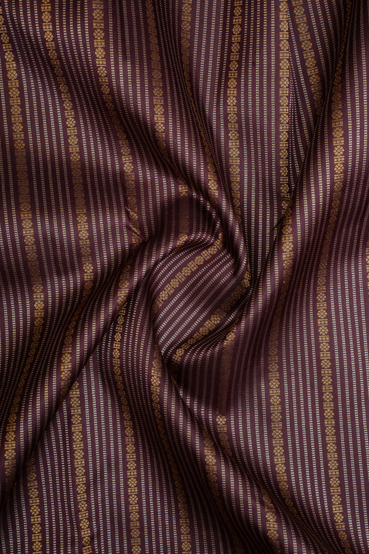 Royal Purple Stripes Brocade Pure Kanchipuram Silk Saree