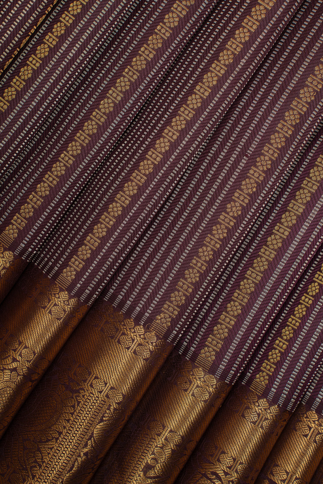 Royal Purple Stripes Brocade Pure Kanchipuram Silk Saree