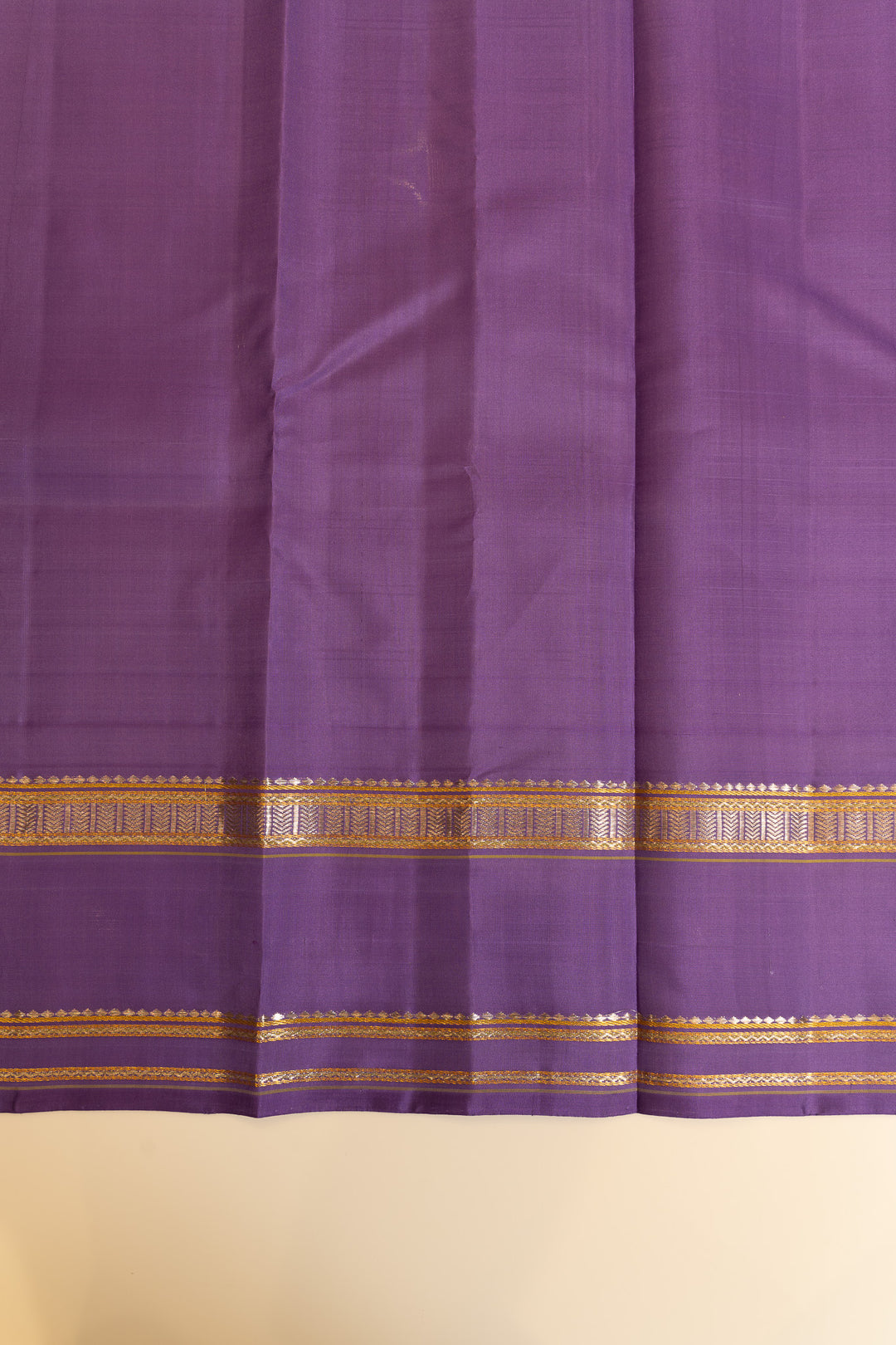 Pastel yellow and lilac pure Kanchipuram silk saree
