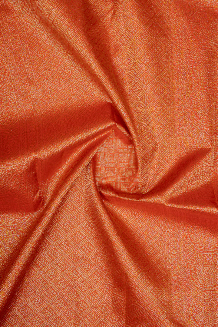 Misty Rose and Orange Vairaoosi Pure Kanchipuram Silk Saree