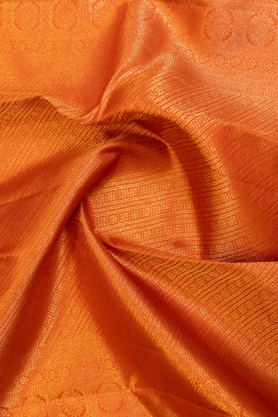 Rust orange pure Kanchipuram silk saree