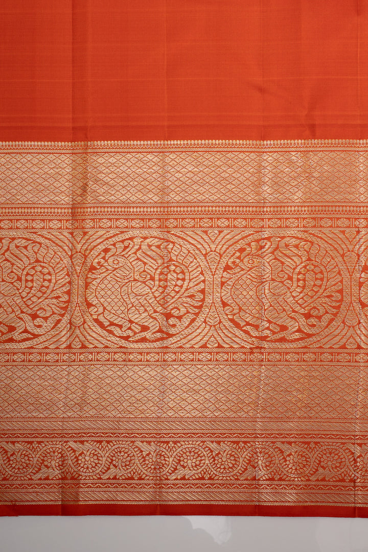 Misty Rose and Orange Vairaoosi Pure Kanchipuram Silk Saree