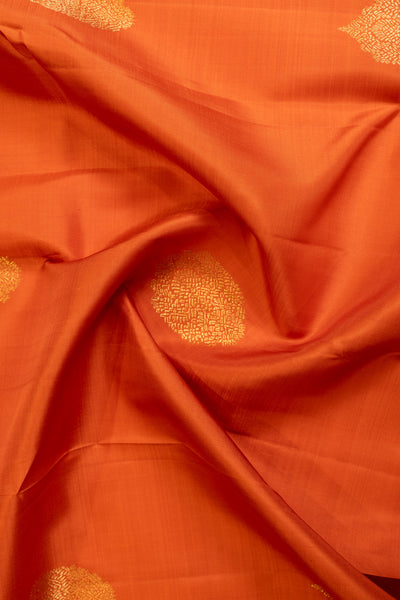 Rust orange pure Kanchipuram silk saree