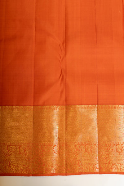 Rust orange pure Kanchipuram silk saree