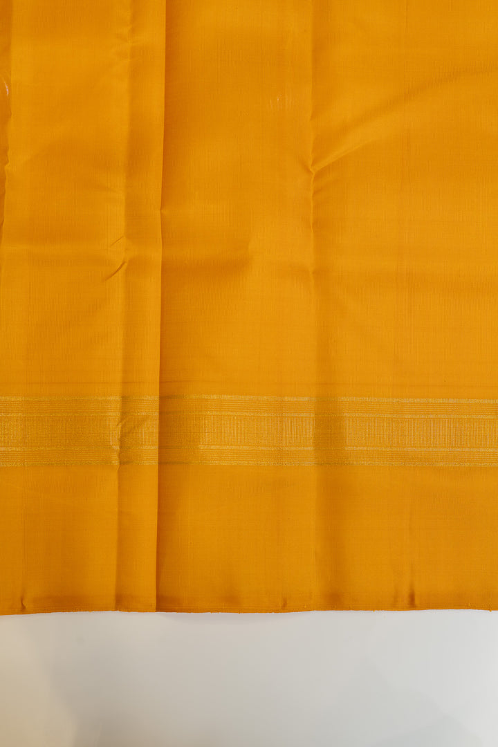 Black and mustard checks temple border pure Kanchipuram silk saree