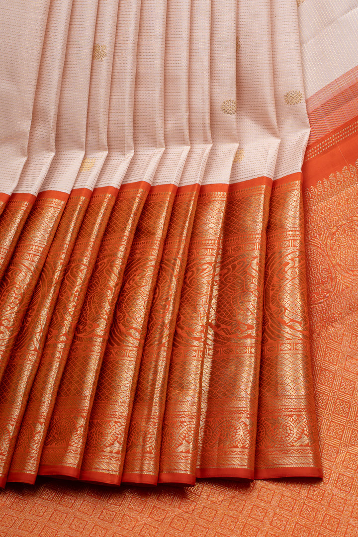 Misty Rose and Orange Vairaoosi Pure Kanchipuram Silk Saree
