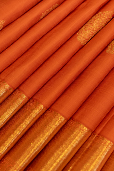 Rust orange pure Kanchipuram silk saree