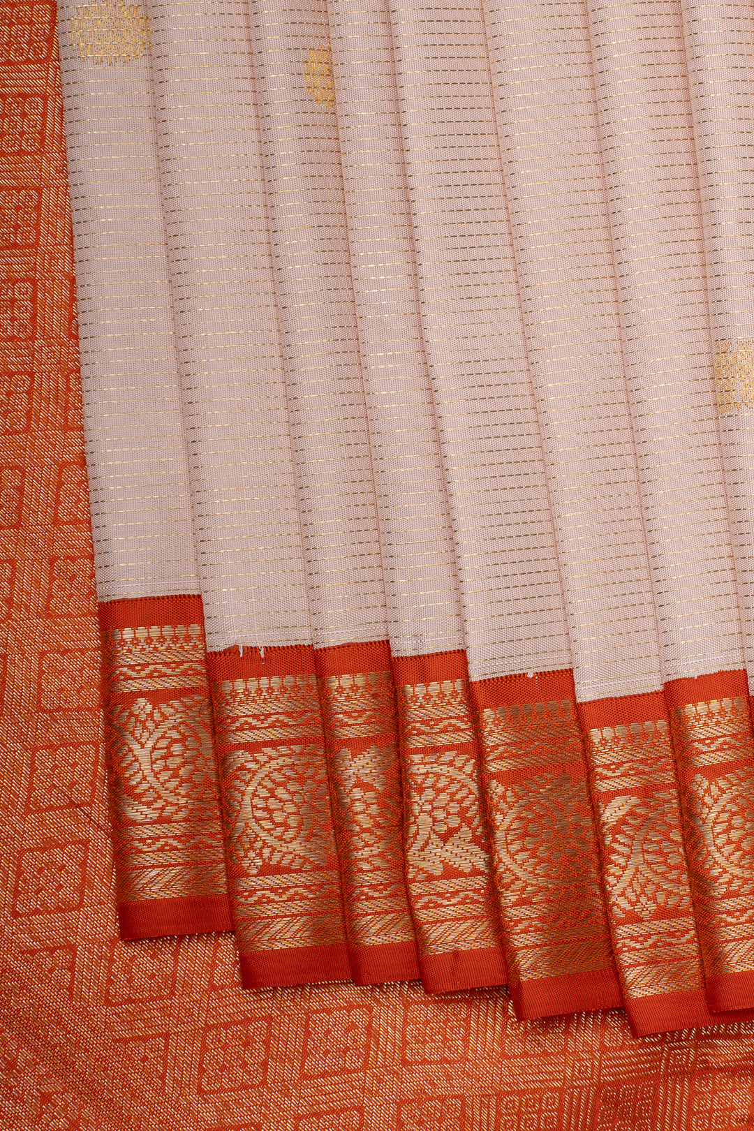 Misty Rose and Orange Vairaoosi Pure Kanchipuram Silk Saree