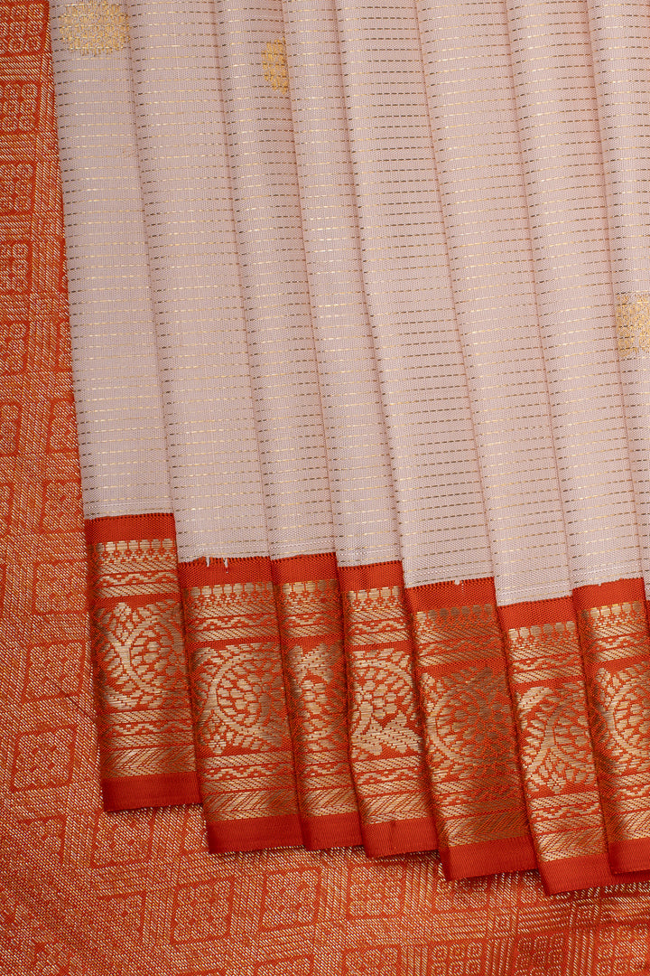 Misty Rose and Orange Vairaoosi Pure Kanchipuram Silk Saree