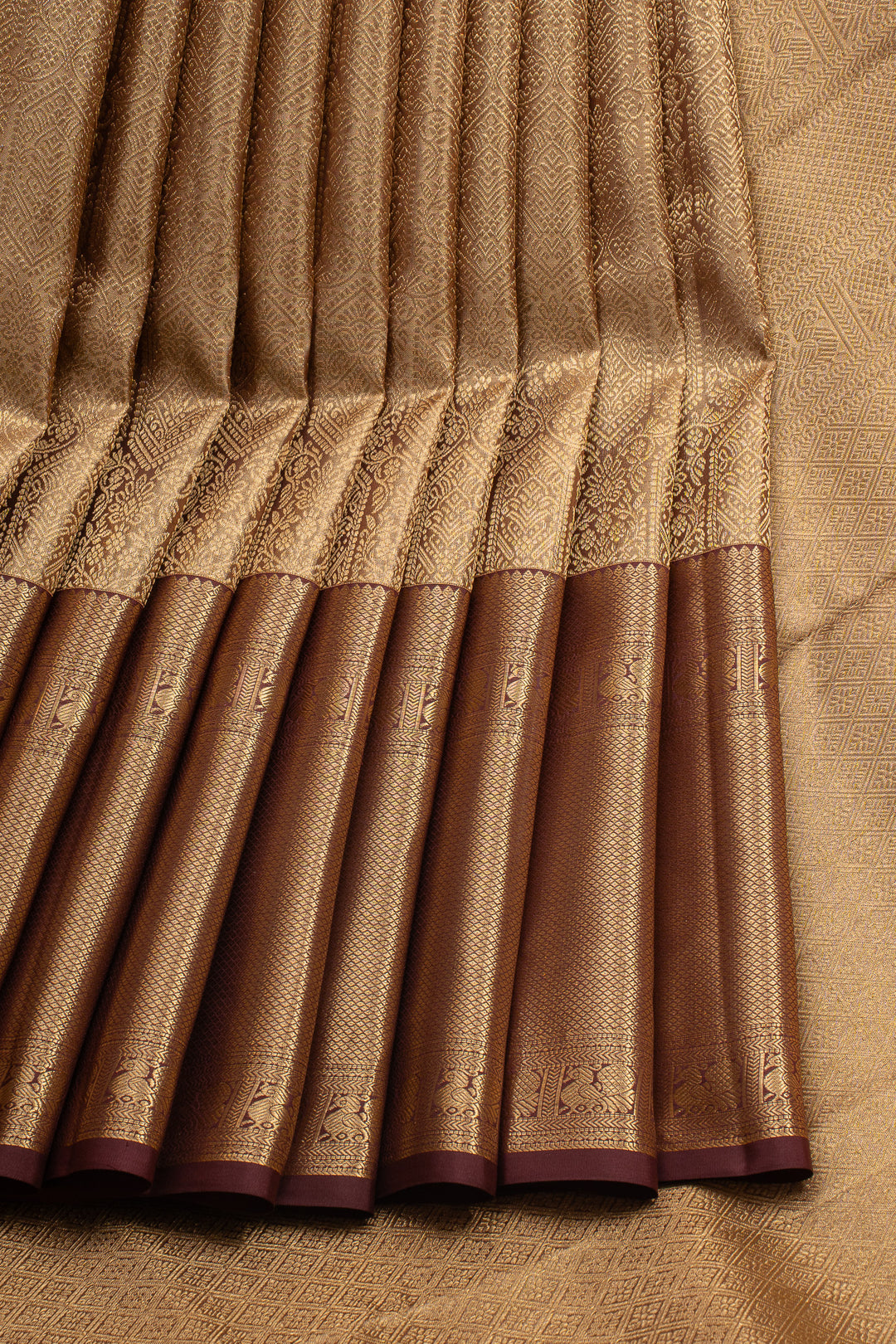 Gold and Jamun Tissue Brocade Pure Kanchipuram Silk Saree