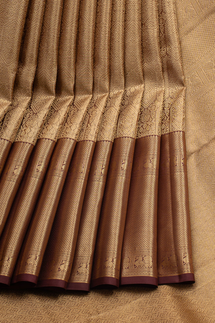 Gold and Jamun Tissue Brocade Pure Kanchipuram Silk Saree