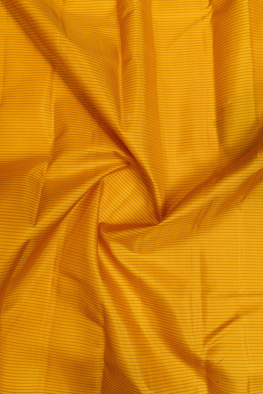 Yellow and black stripes without zari pure Kanchipuram silk saree