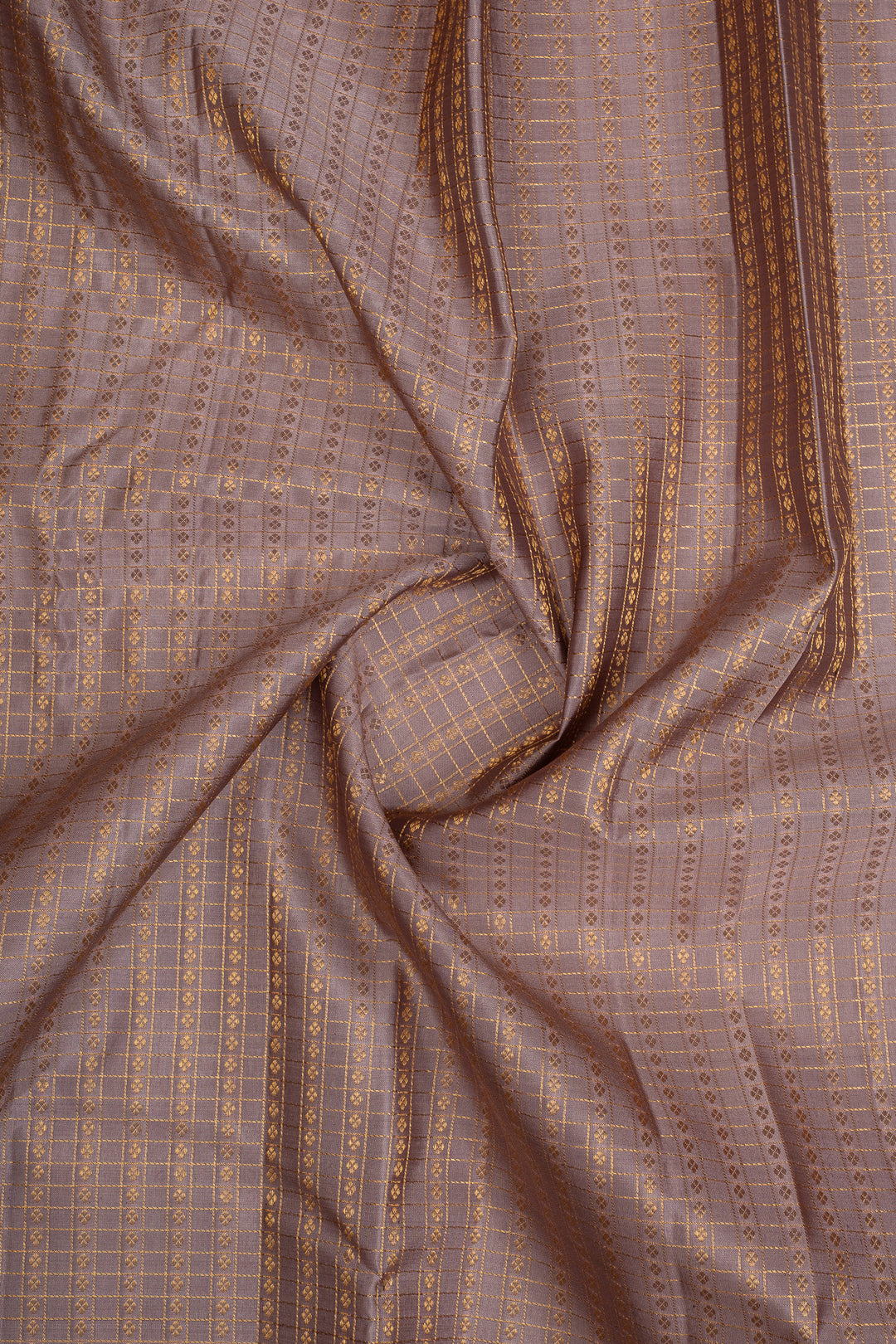 Greyish Lilac Varisaipettu Pure Kanchipuram Silk Saree